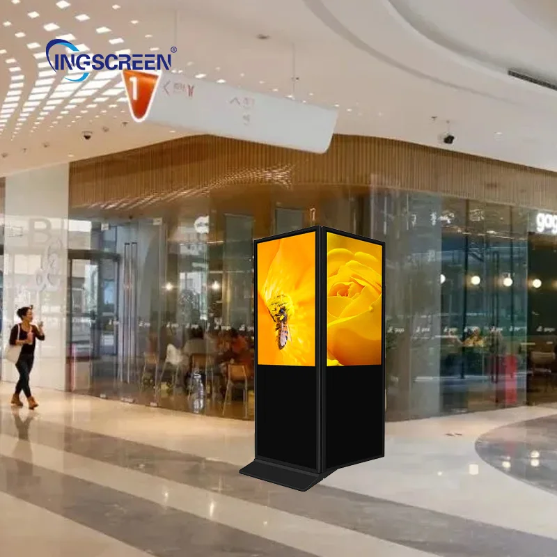 INGSCREEN 43 49 55 Inch LCD Dual Screen Touch Screen Totem Display Indoor Double Sided Digital Signage Floor Standing Kiosk