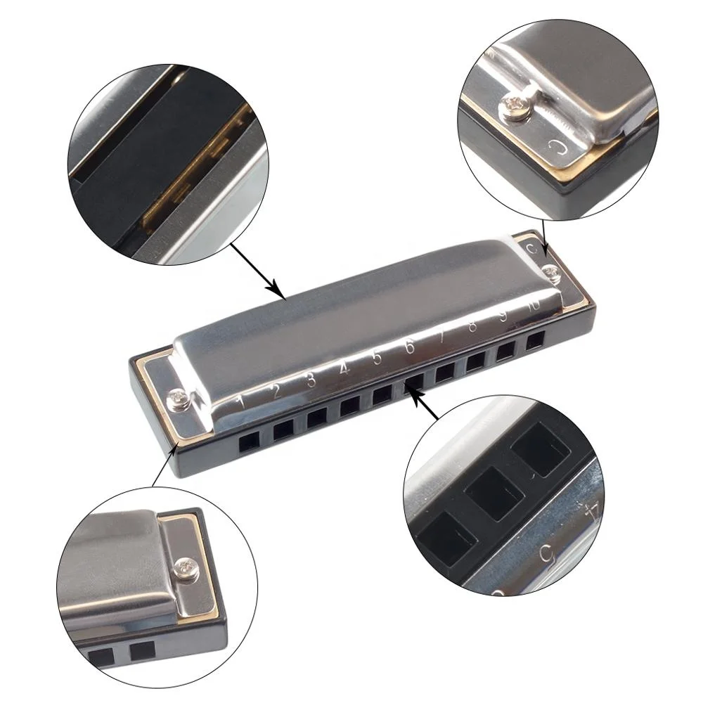 NAOMI Pocket Size Harmonica Blues Harmonica Harp 10 Hole 20 Tone C Key Mouth Organ For Beginner Harmonica Learner Gift