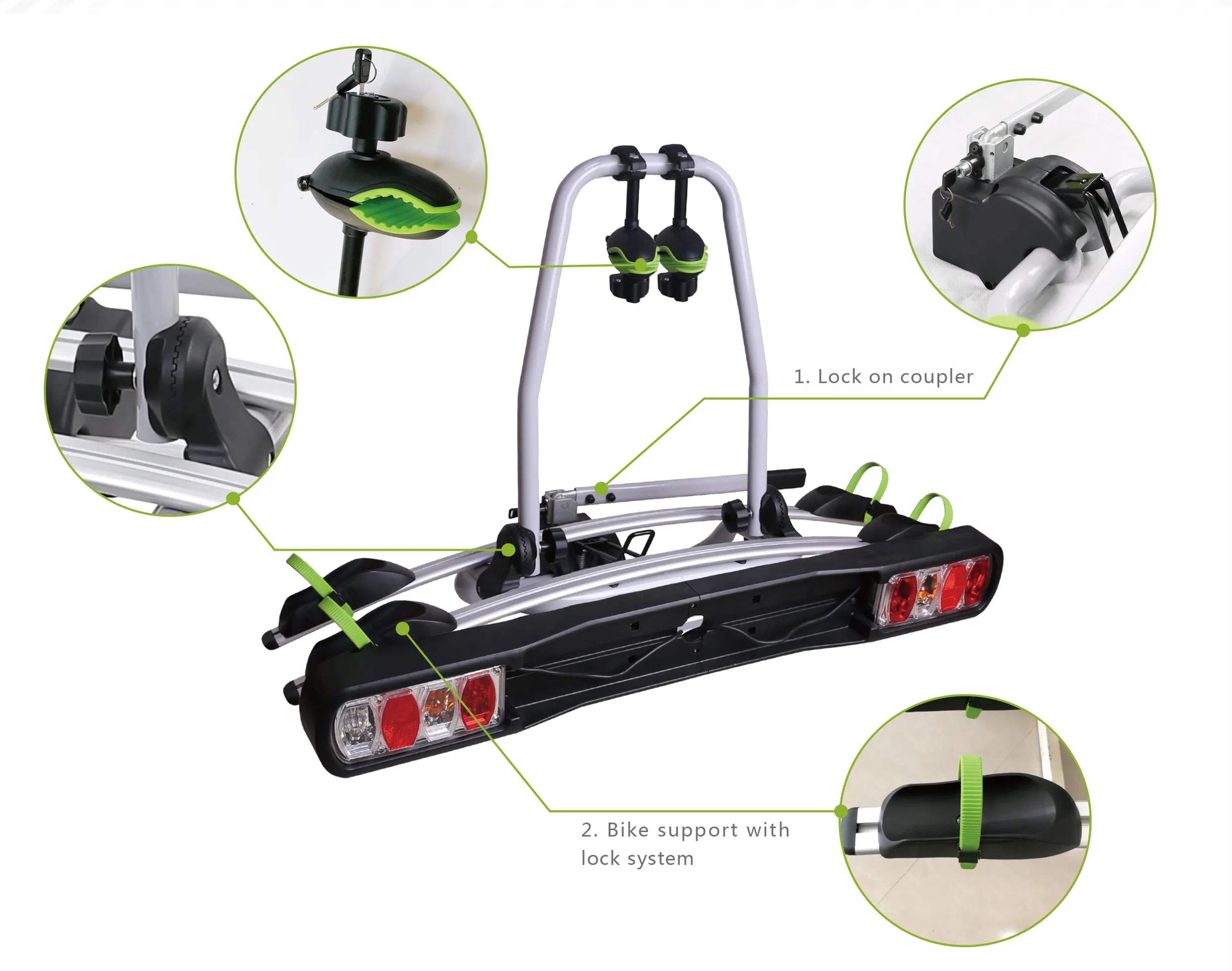 TB-009D2 Trunk rear mounted 2 bike bicycle carrier for car