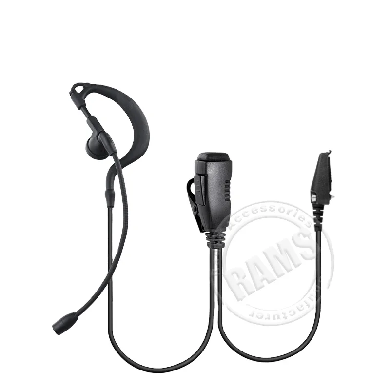 G Shape Ear Hook Earphone Earpiece Headset Wired Walkie Talkie Earpiece Headset with Mic for 2 Pin