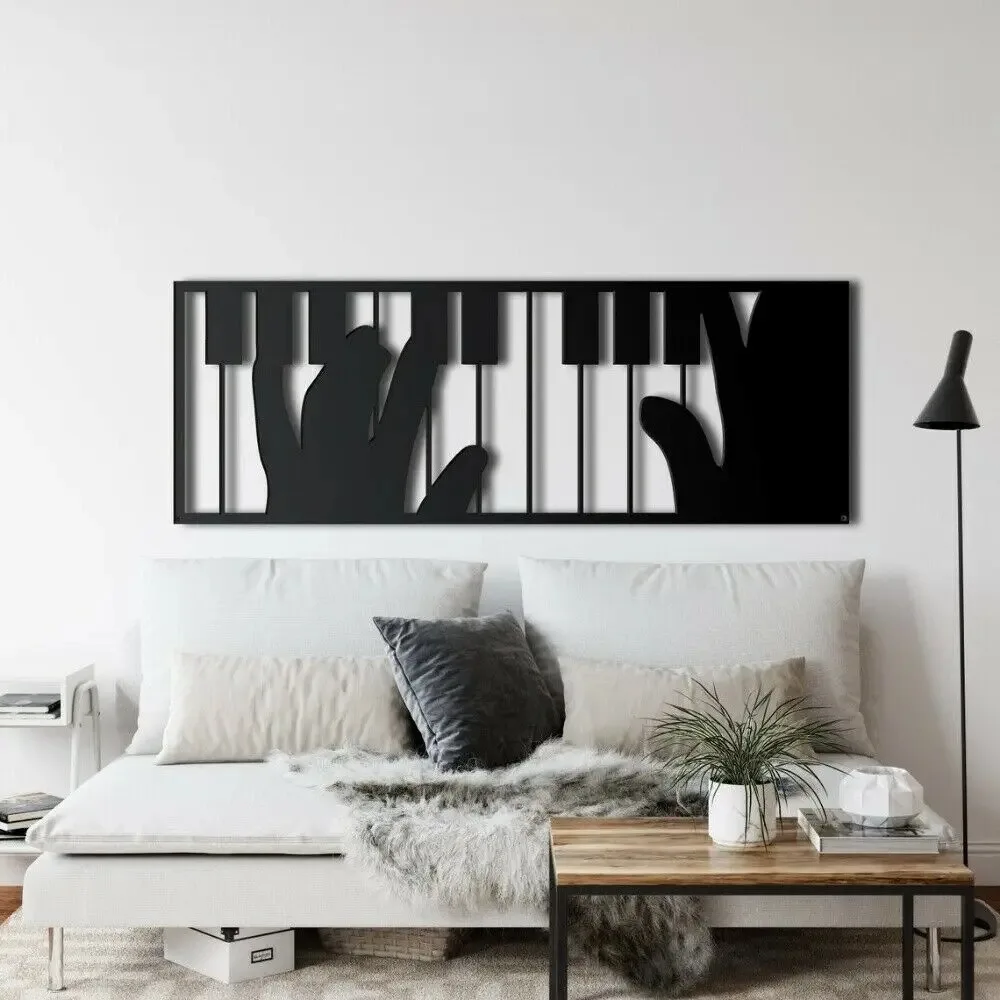 Home Decoration Piano Black Metal Wall Art Elegant Wall Hanging Decor