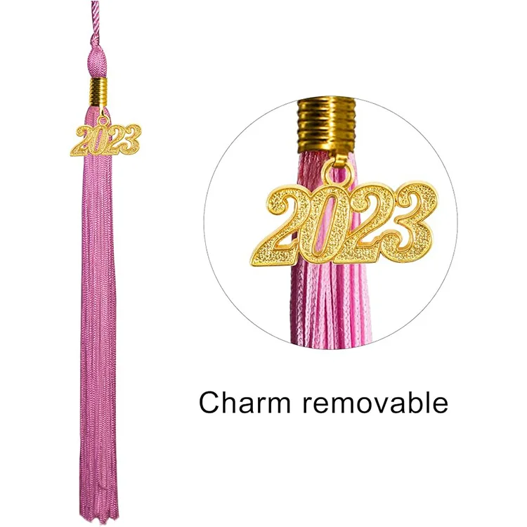 High School Pink Shiny Custom Graduation Gowns and Caps for Adult