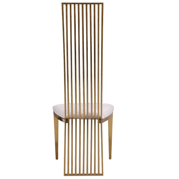 
High Back Chair Furniture White PU Leather Dining Chair Gold Wedding Chairs 