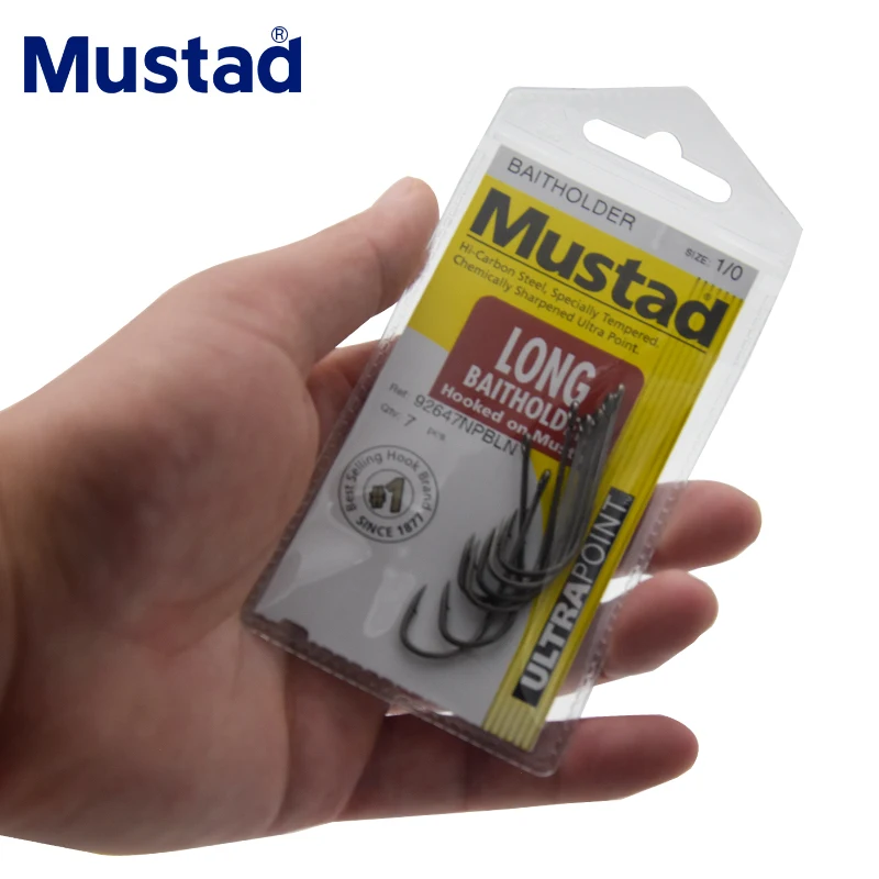 Mustad 92647 Высокоуглеродистая сталь морская двойная спина зазубренная длинная живая приманка рыболовные крючки оптовая продажа