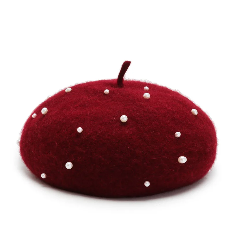 Unisex Cute Pearl Beret Beanie Hats for Kids French Fashion Style for Beach Party Travel Outdoor Use