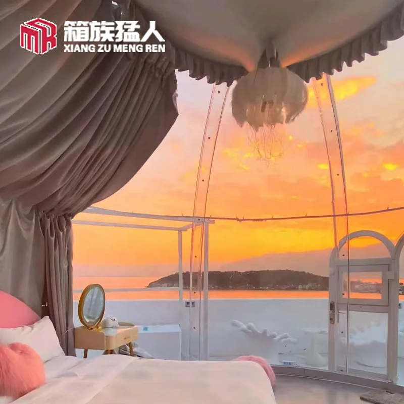 Luxury Geodesic Dome Full Glass Cover Transparent Starry Sky Outdoor Bubble House for Camping Home