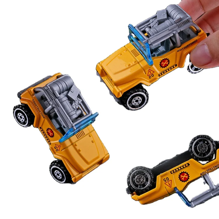 HS Construction Vehicle Transport Truck Carrier Toy Metal Car Model Collection 1 64 Scale Display Case With 15 PCS