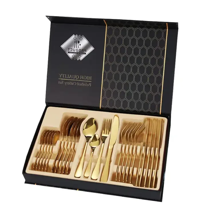 Stainless Steel Tableware,Knife,Fork,Spoon,24 Piece Set,Western Style Knife,Fork,Spoon,Tableware,Gift Box Set