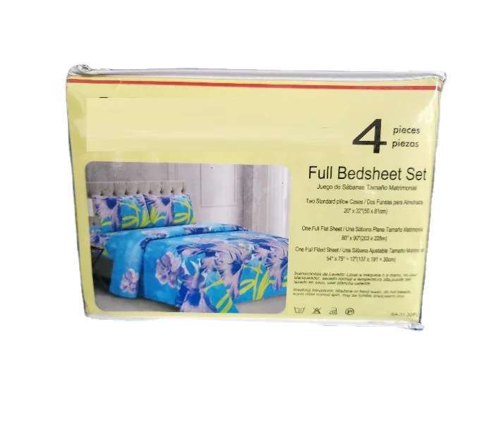 100% Microfiber 4PCS Full Twin King Disperse Printed bedsheet Set