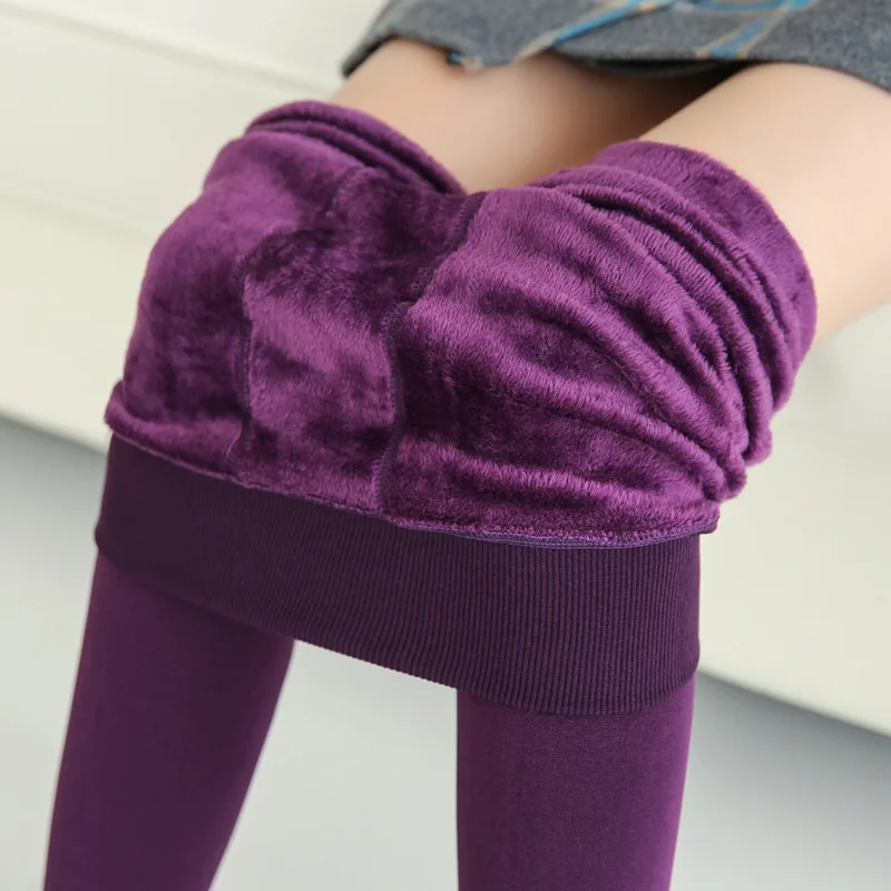 High elastic warm winter tights fleece lined thermal pants winter leggings for women