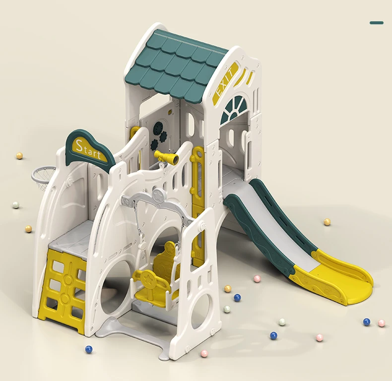 wholesale hot item factory price children playset combination indoor entertainment game plstic kids game castle with slide and s