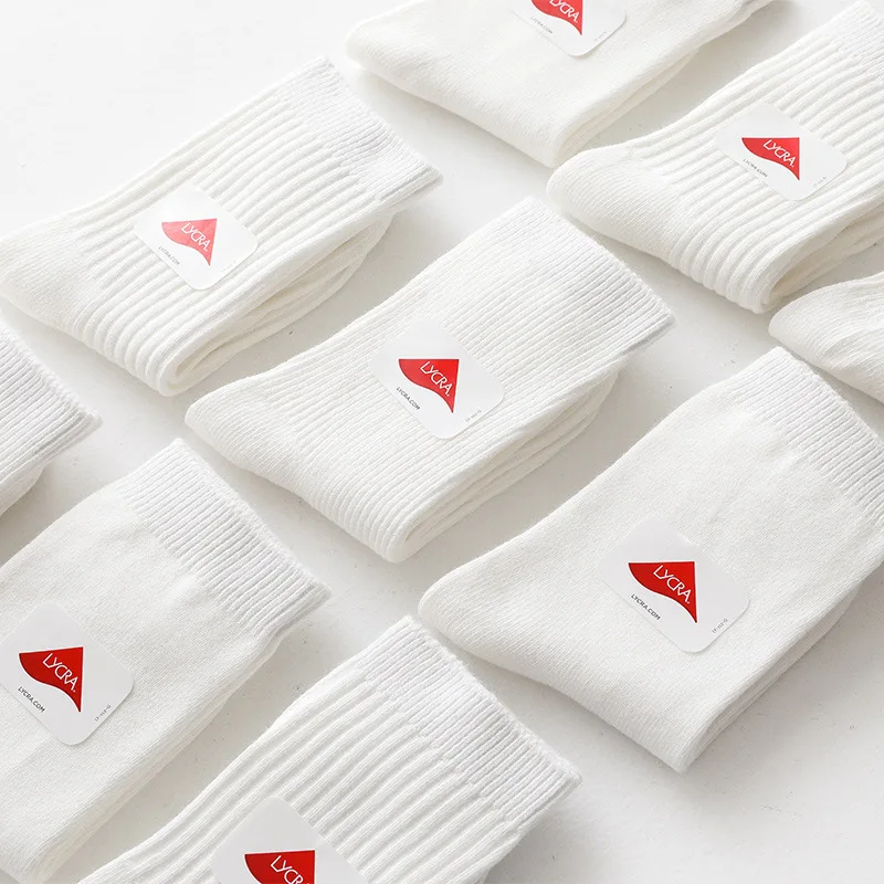 3 pairs a lot Student socks 98% cotton Double needle high quality school boys girls uniform white color for
