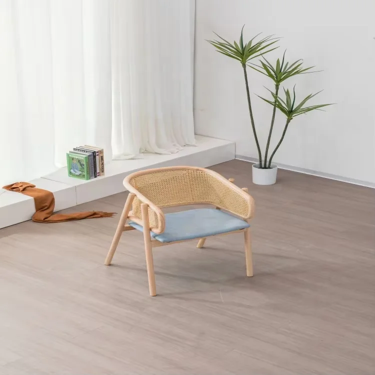 Nordic Wood Dining Chair furniture Restaurant Rattan chair woven wicker dining chair