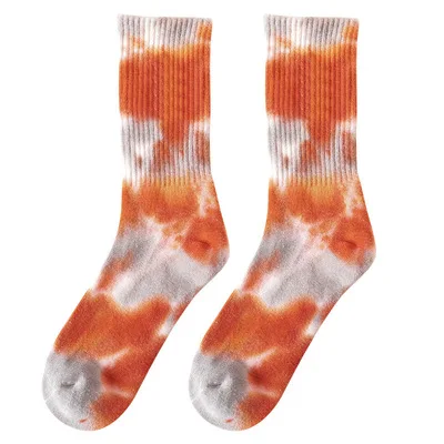 YL  Custom designer logo embroidery sport unisex socks cotton tie dye socks men