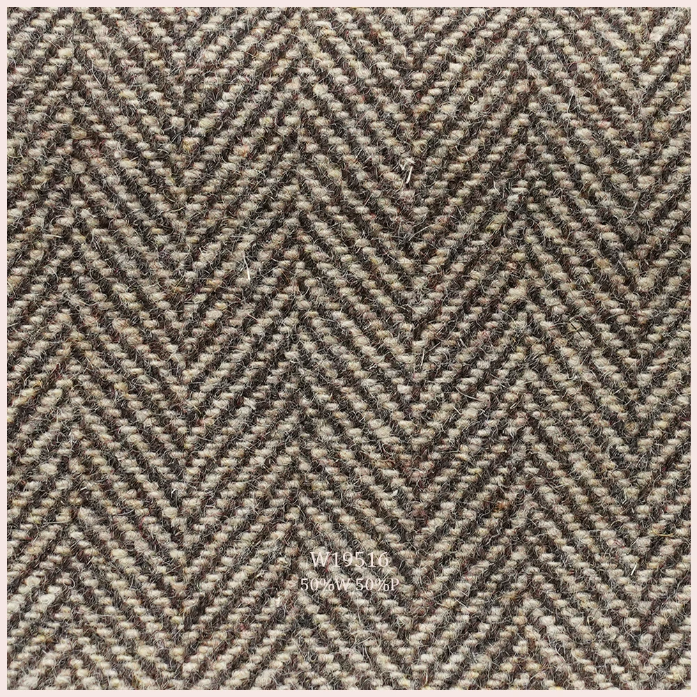 Richly Textured Herringbone Fabric Wool/Polyester Blend Wool Upholstery Fabric for Pillow Curtain Panel Sofa