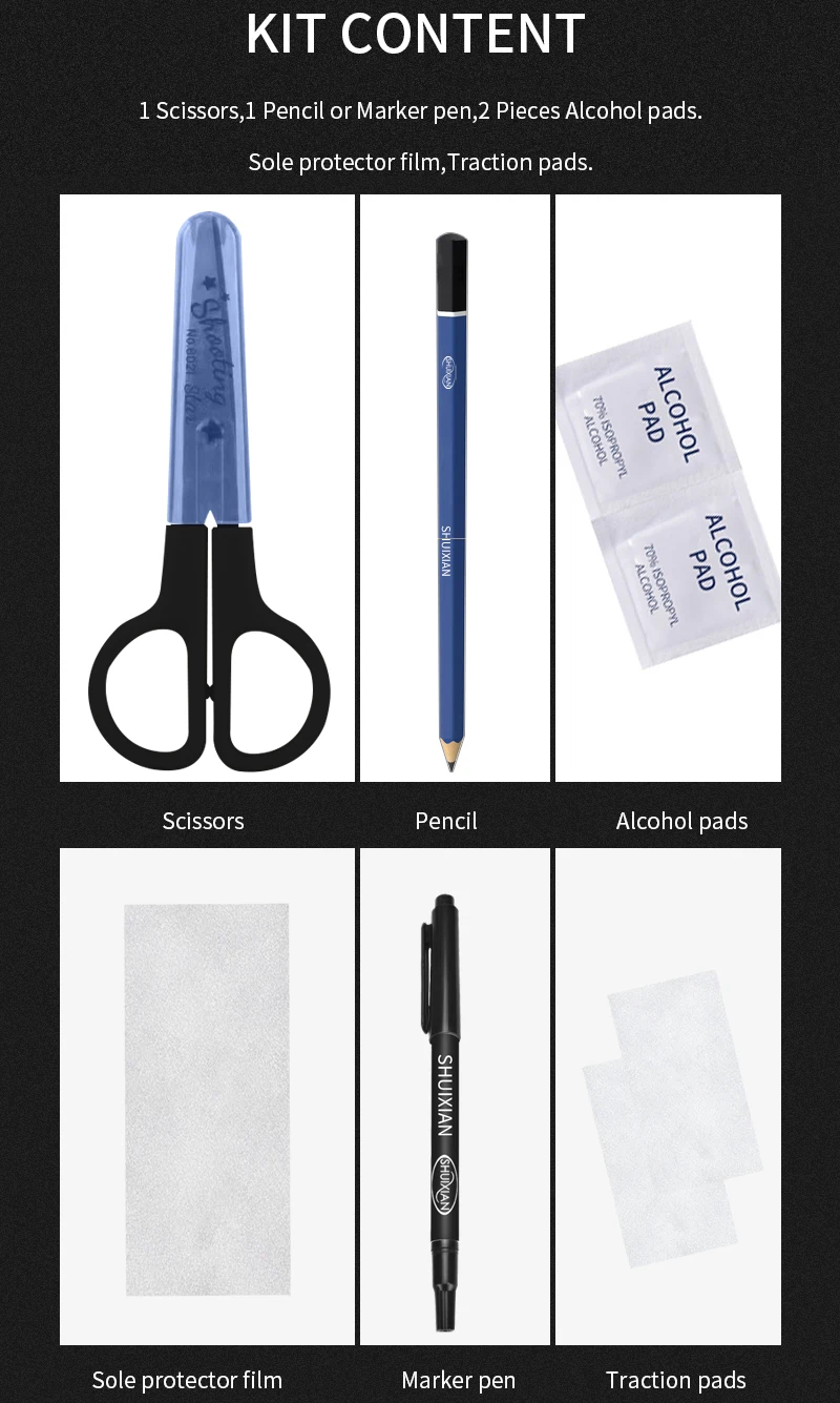 Premium Sneaker Sole Protector For Shoes Film With Scissors Pencil And Alcohol pads