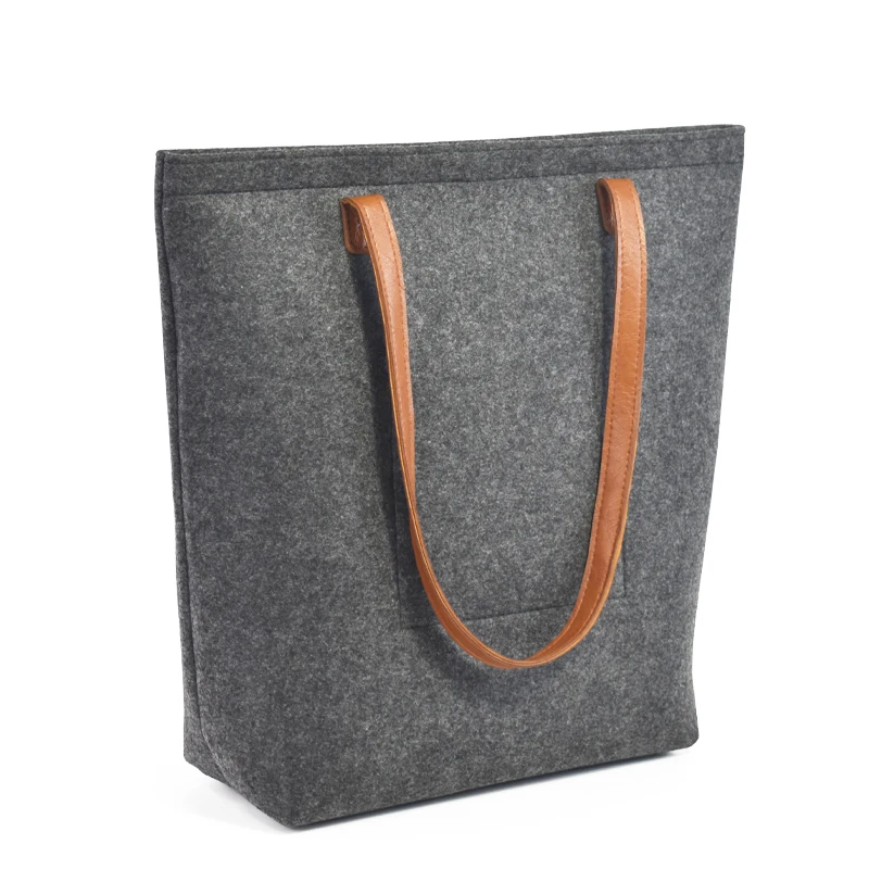 Custom Promotional Big Fashion Plain Felt Bag Felt Shoulder Bag
