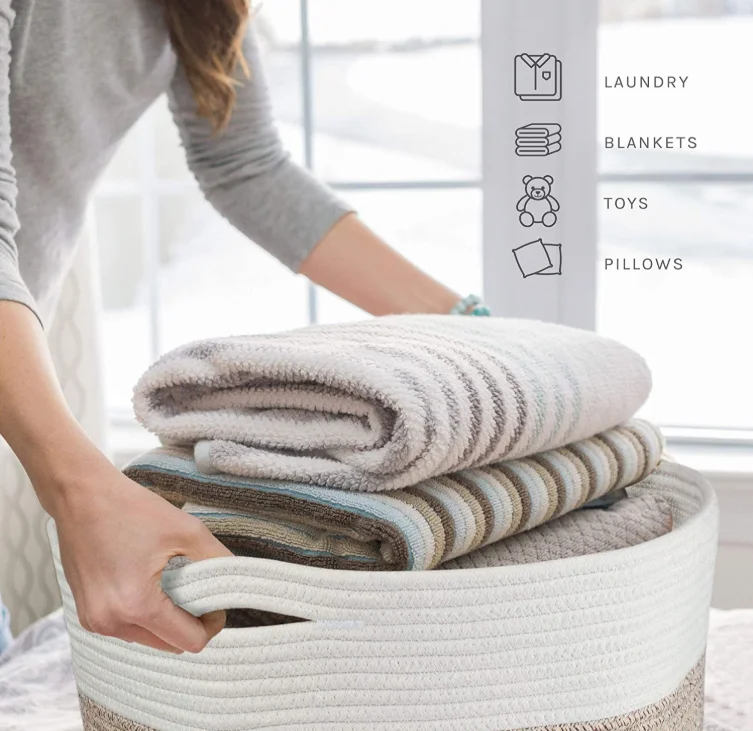 
Wholesale custom extra large fashion household storage Kids Room Woven Decorative Toy Storage Basket 