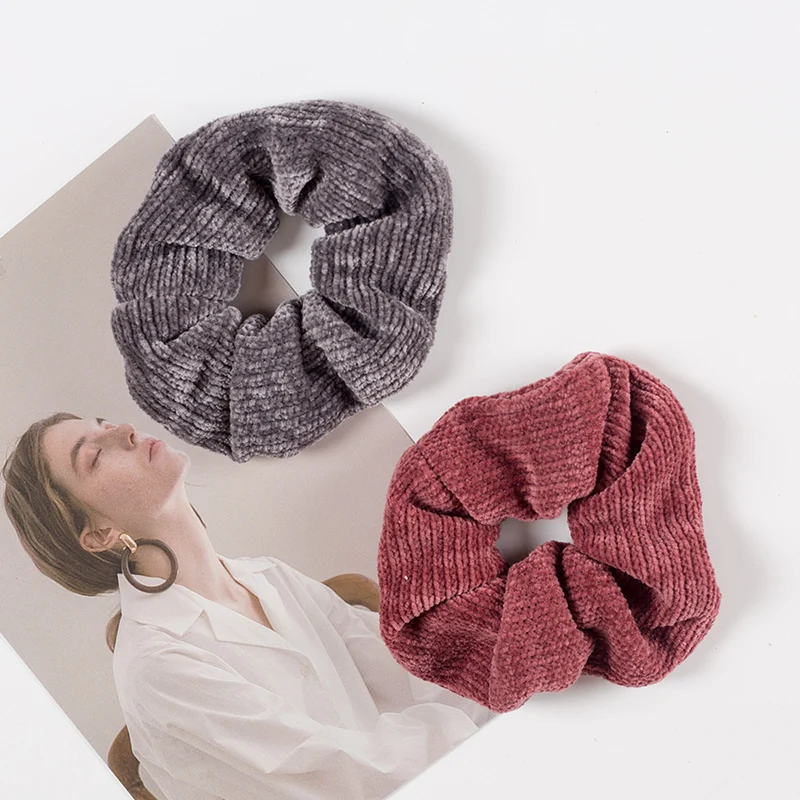Good Quality Wholesale Comfy Plush Knitting Scrunchy Elastic Hair Bands Winter