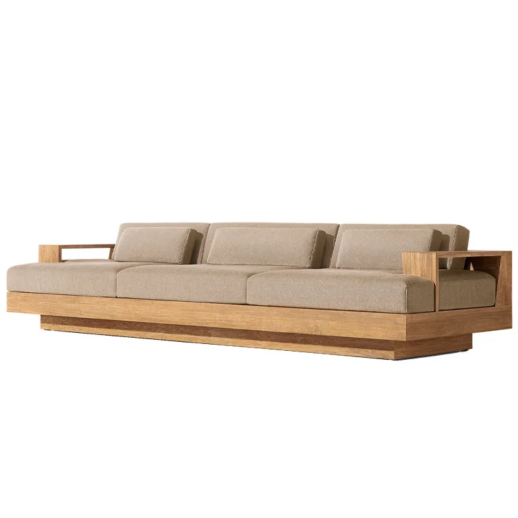 Modern Luxury Backyard Natural Teak Furniture Sofa Set Hotel Outdoor Solid Teak Wood Furniture Garden Sofas