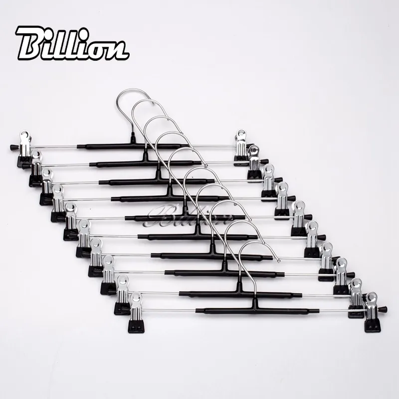 hot selling mobile black canada closet metal adjustable pants hanger with nonslip clips