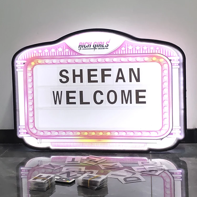 Pink LED Service Letter Board Bottle Presenter Acrylic Letters Customized Sign Design Message Board sign For Nightclub