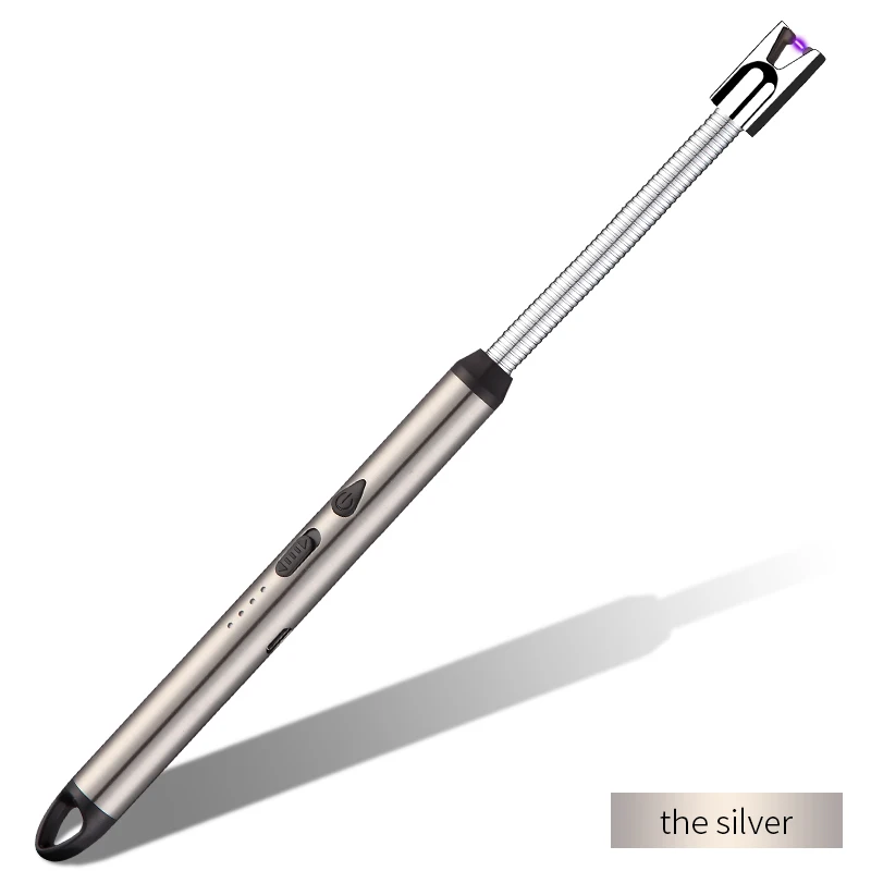 Ветрозащитная зажигалка с длинным вырезом и зарядкой от USB для свечей кемпинга приготовления пищи барбекю