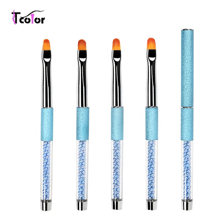 Oval Nylon Head Rhinestone Handle UV Gel Polish Builder Painting Brush #2#4#6#8  Manicure DIY Design Tool Nail Art Brush