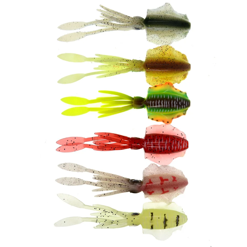 Lureking Wholesale 15g 15cm Deap Sea Squid Fishing Lure Luminous UV Octopus Silicone Rubber Jig Trolling Bait HX07A