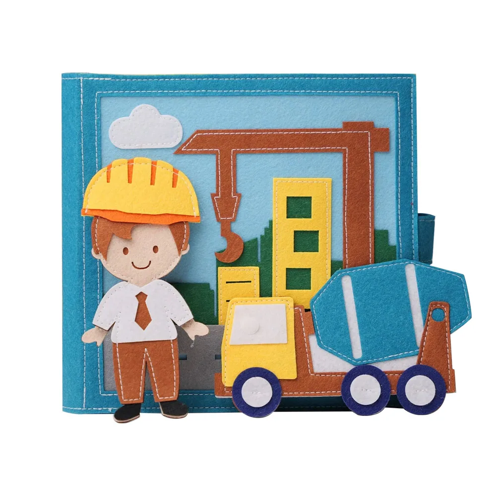 2024 New Designs Kids Roleplay Felt Book Early Educational Felt Job Learning Quiet Book Soft Cloth Toddler Felt Busy Book
