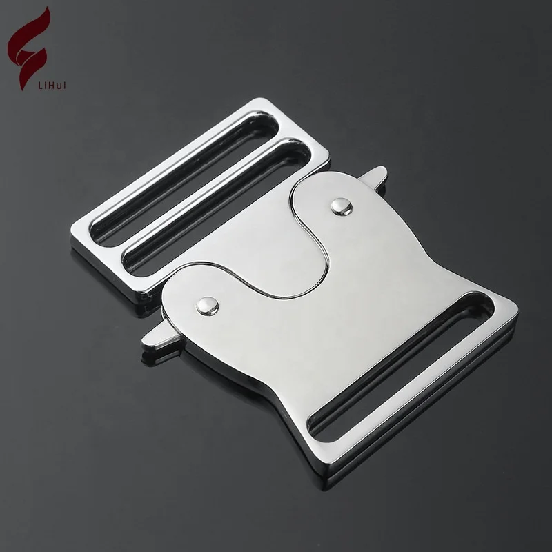 Lihui Manufacturer Direct Selling Designer Wide Belt Buckle Side Release Metal Surcingle Buckle For Luggage Bags