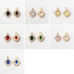 Popular Heart Square Diamond Mini Cute Micro Inlay Red Zircon Charms Crystal Jewelry Pendant for Earrings Bracelet Necklace