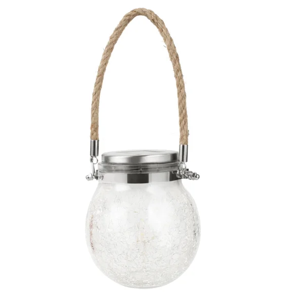 
LED Solar Crackle Globe Bulb Hanging Jar Lights Outdoor Solar Lanterns With Handle For Garden 