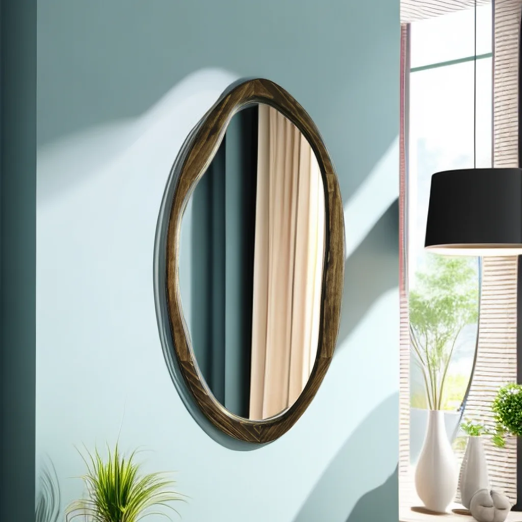 custom modern living room decor wood frame big full length long body large dressing hanging irregular wall mirror espejo