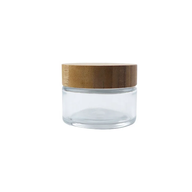 100 ml gm moq echo friendly 100g large clear cosmetic body cream jars empty glass cosmetics jar 100ml with lid bamboo cap lids