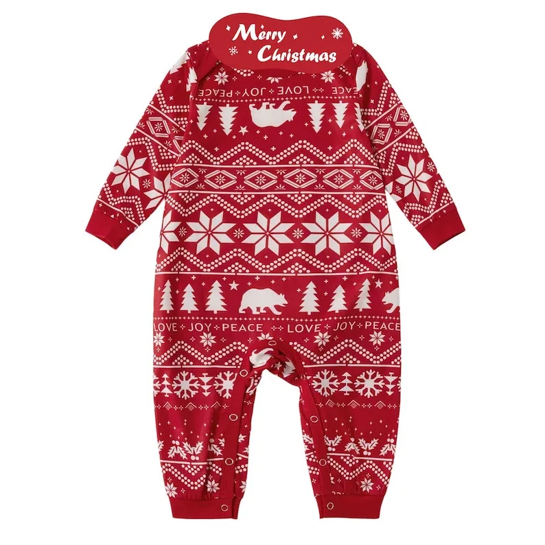 Hongbo custom 2024 printed christmas clothes family cotton warm breathable matching christmas outfit pajamas for family