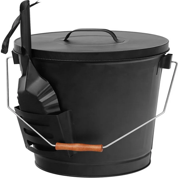 Ash Bucket/Fireplace Accessories/Ash Bucket with Lid and Shovel-Essential Tools for Fireplaces,Fire Pits