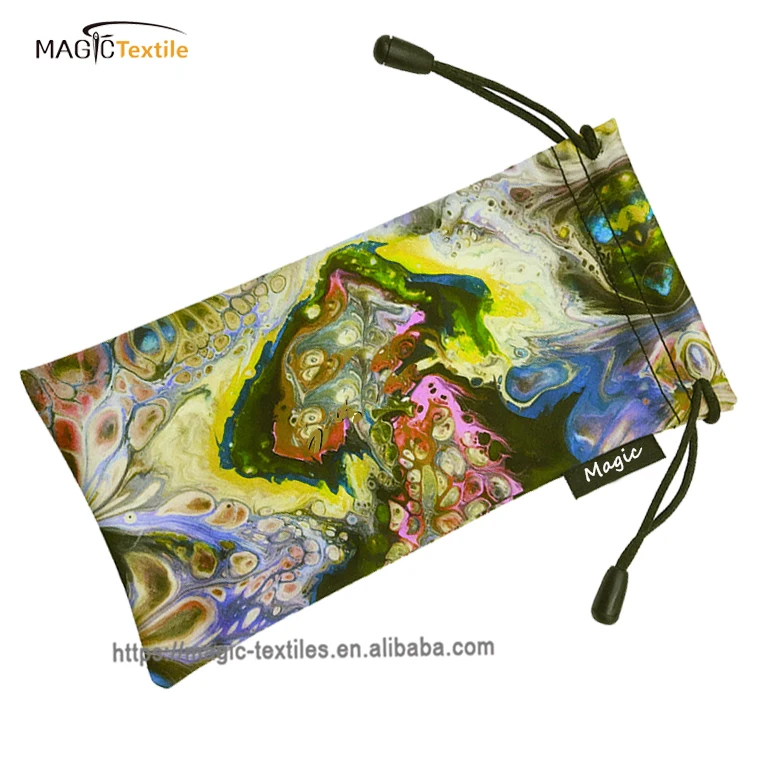 Heat transfer printed microfiber glasses sunglasses bag pouch custom logo for packing
