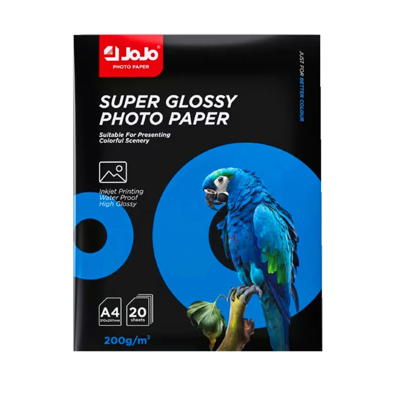 JOJO 200g one face Factory Professional A4 Single Side High Glossy Photo Paper High Quality for Professional Photography