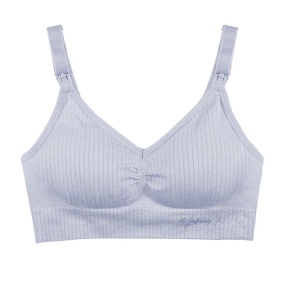 Seamless breastfeeding bra front button wire free pregnancy bra pull together to prevent sagging and removable padded underwear