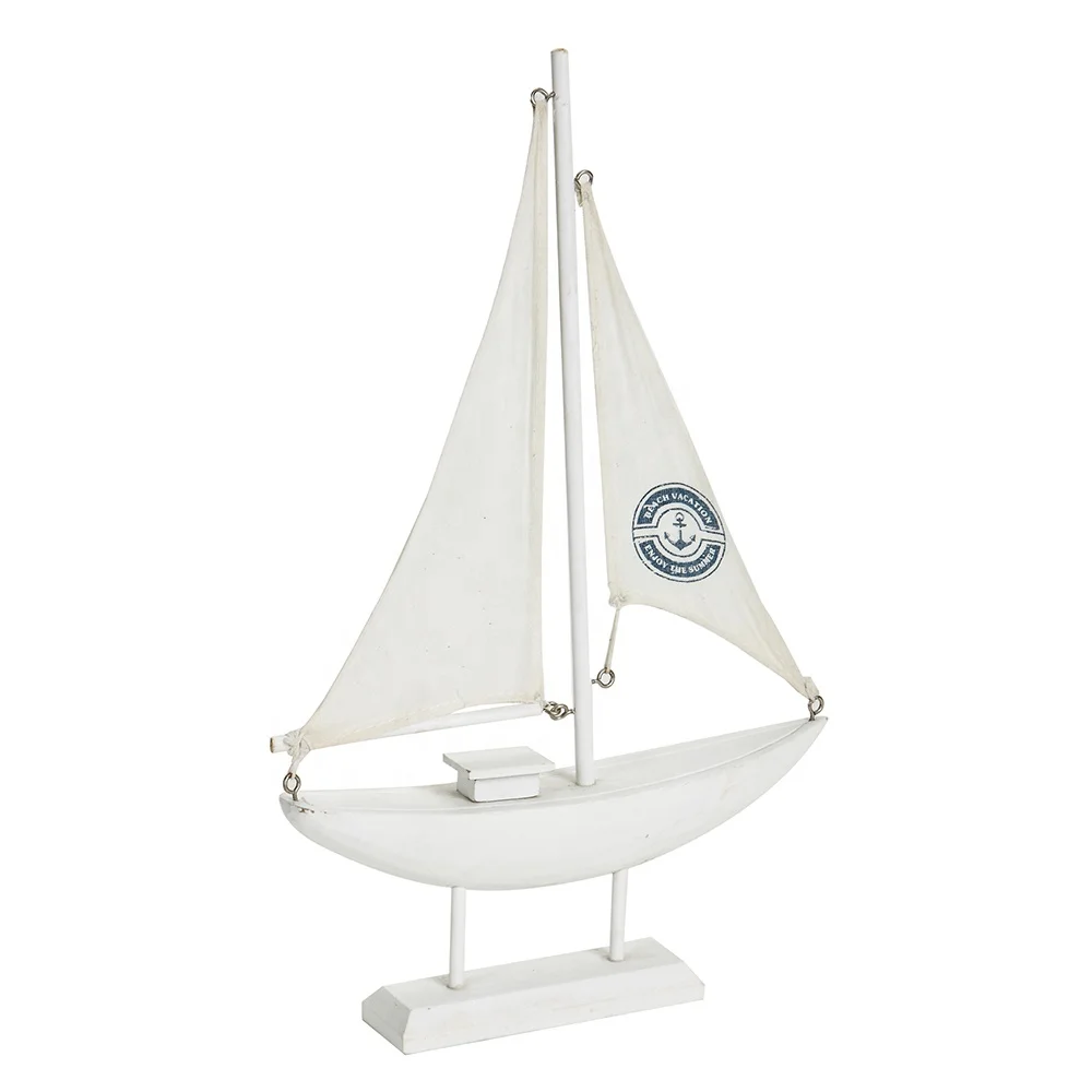 Wooden White ship Sailboat Model Decoration sailing boat decor