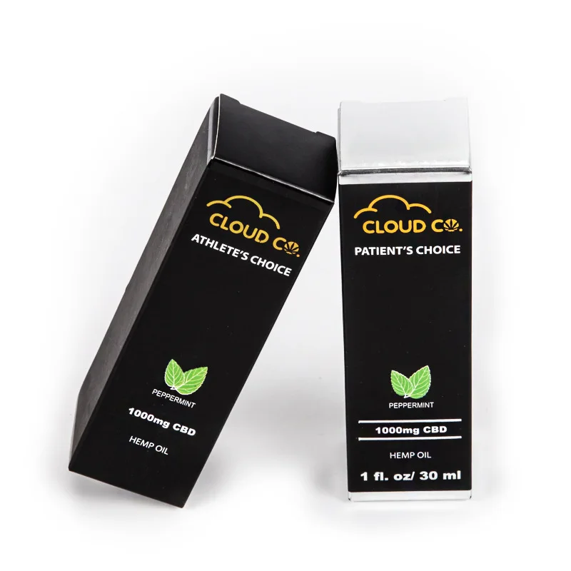 
Переработанная торговая марка, черный матовый картон 350 г/м2, маленькая коробка для эфирного масла CBD 