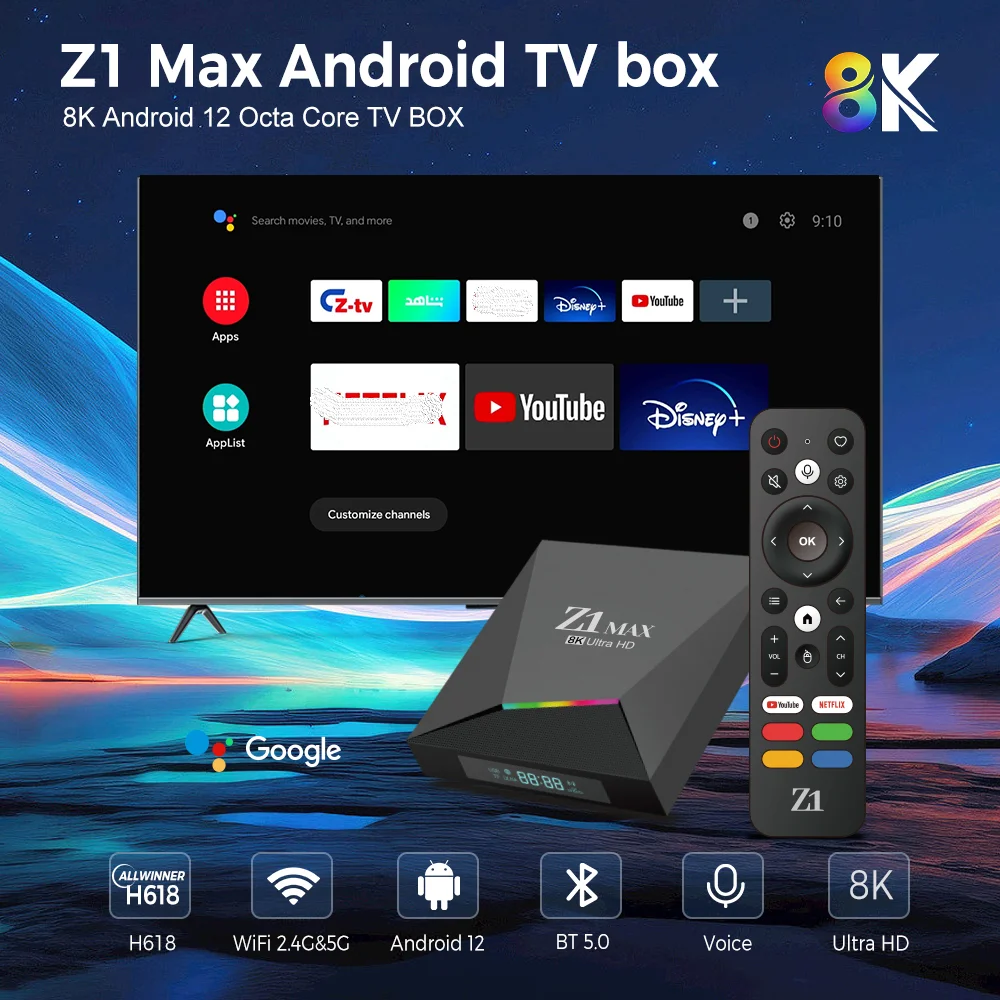 2024 Hot style Smart  Tv Box Z1 Max Android 12