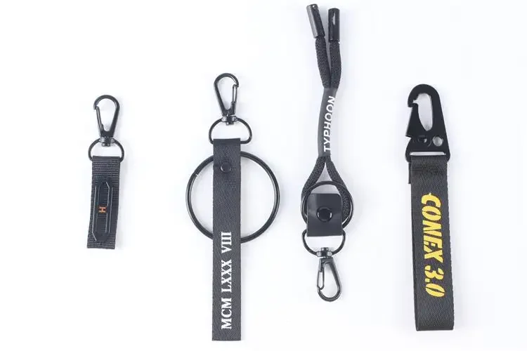 Heavy Duty Hand Wrist Strap Keychain Fabric Woven Carabiner Lanyard Keychains Luxury Key Chain with Carabiner Clips