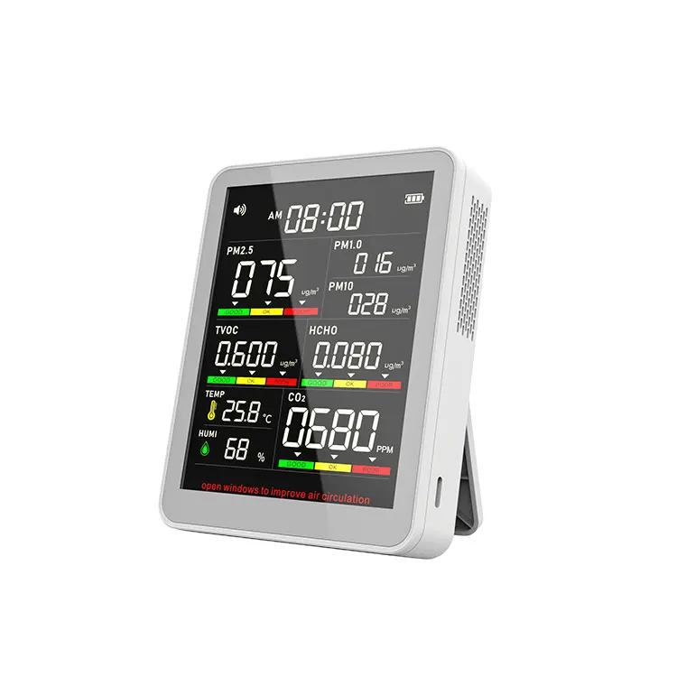 New Design PM2.5 Compact Air Quality Detector Semiconductor Sensor PM10 HCHO CO2 Air Quality Monitor