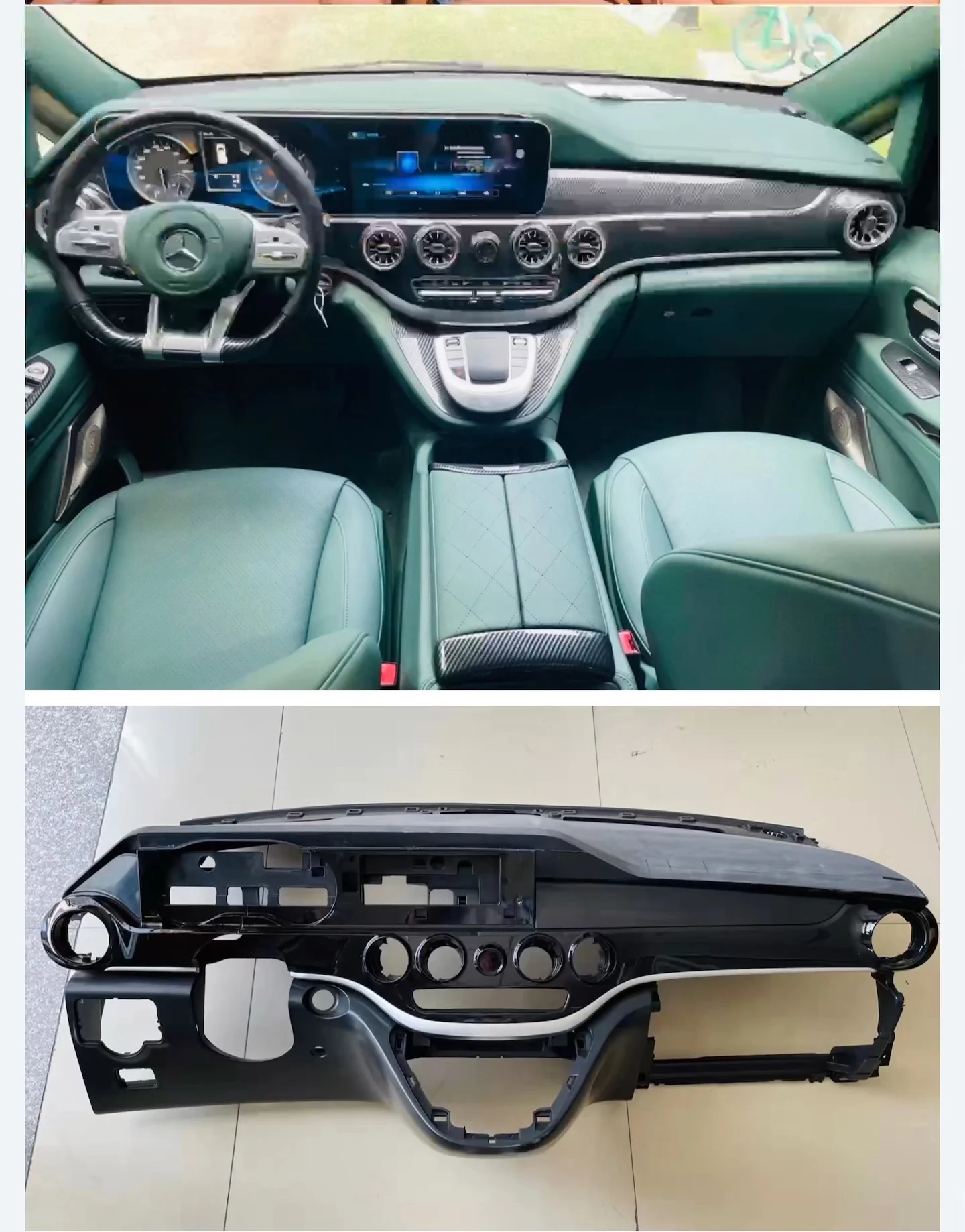 Mercedes center console modified v260l instrument panel, low configuration upgrade, high configuration touch screen adjustment