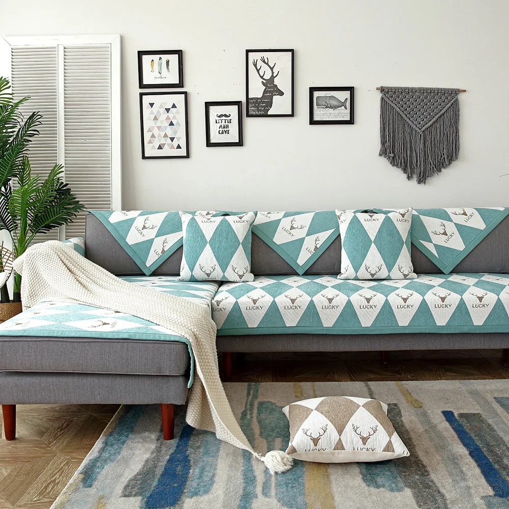 100% Polyester antiskid modern simple Nordic style sofa cushion sofa cover