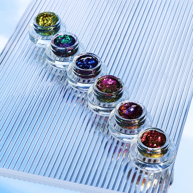 Private Label infinite Chrome Flakes Cream Eye shadow Multi-chrome Chameleon cosmetic glitter flakes Gel Eyeshadow