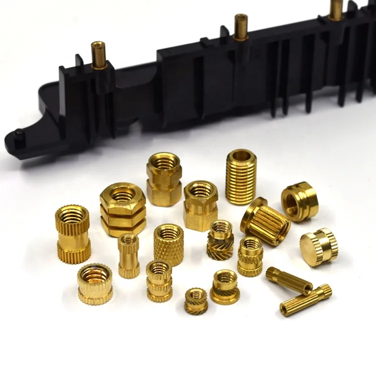 Изготовленная на заказ латунная встраивальная гайка от производителя с накаткой медная круглая головка тепловой резьбовой нагревательный болт n гайка для пластиковой 3/8 м3