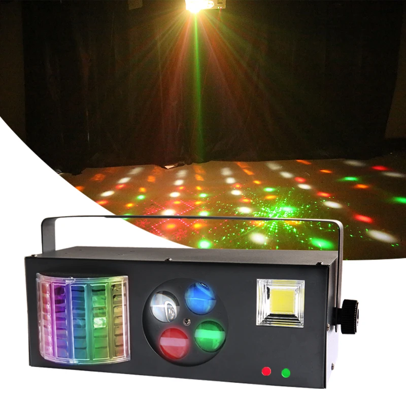 Cheap 4in1 RGB Led Laser Stage Light Projector Dj Lighting Strobe Dance Floor Sound Activated Led Disco Light For Party Club